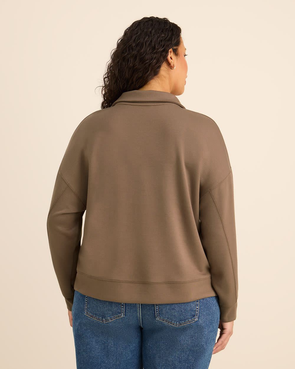 Long-Sleeve Zippered Mock-Neck Top
