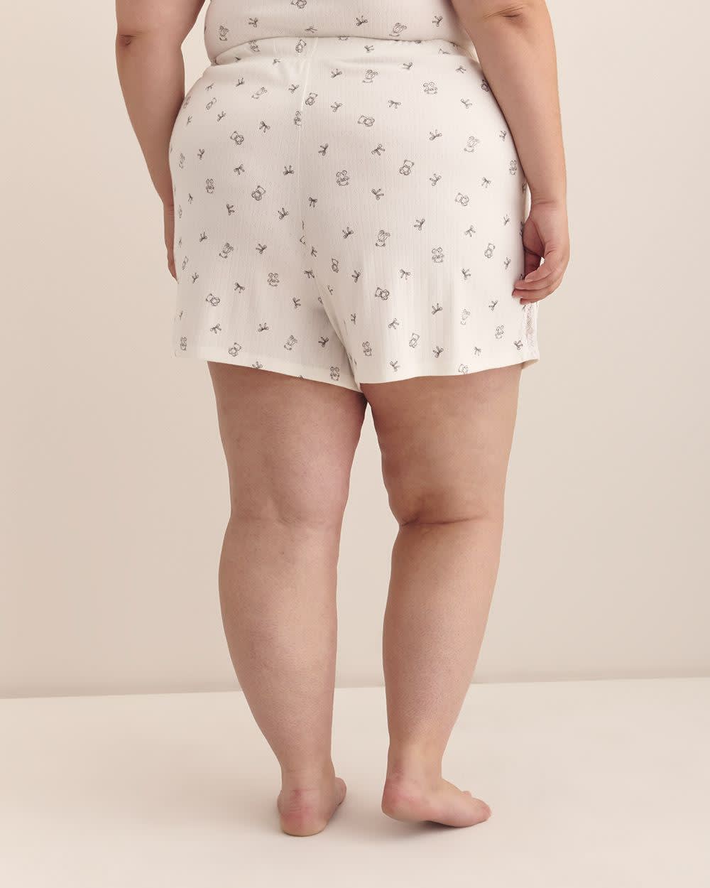 Shorty tricoté pour femmes Tivoglio – mélange polyester, bordure en dentelle