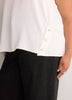 Responsible, Straight Extended-Sleeve Silky Blouse with Decorative Buttons