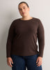 Fitted Long-Sleeve Rib Knit Tee