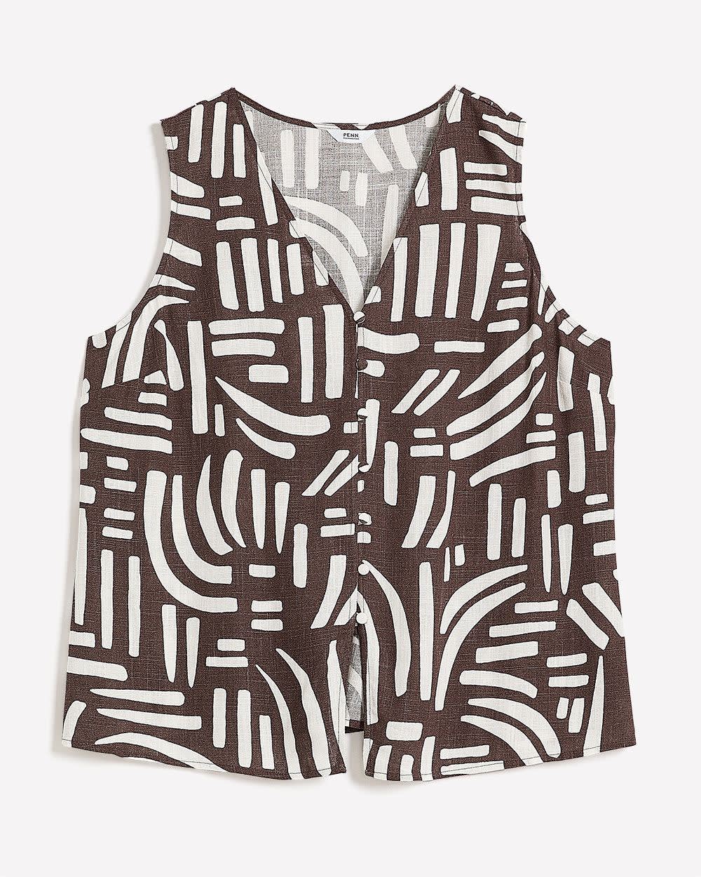 Blouse boutonnée sans manches à encolure en V