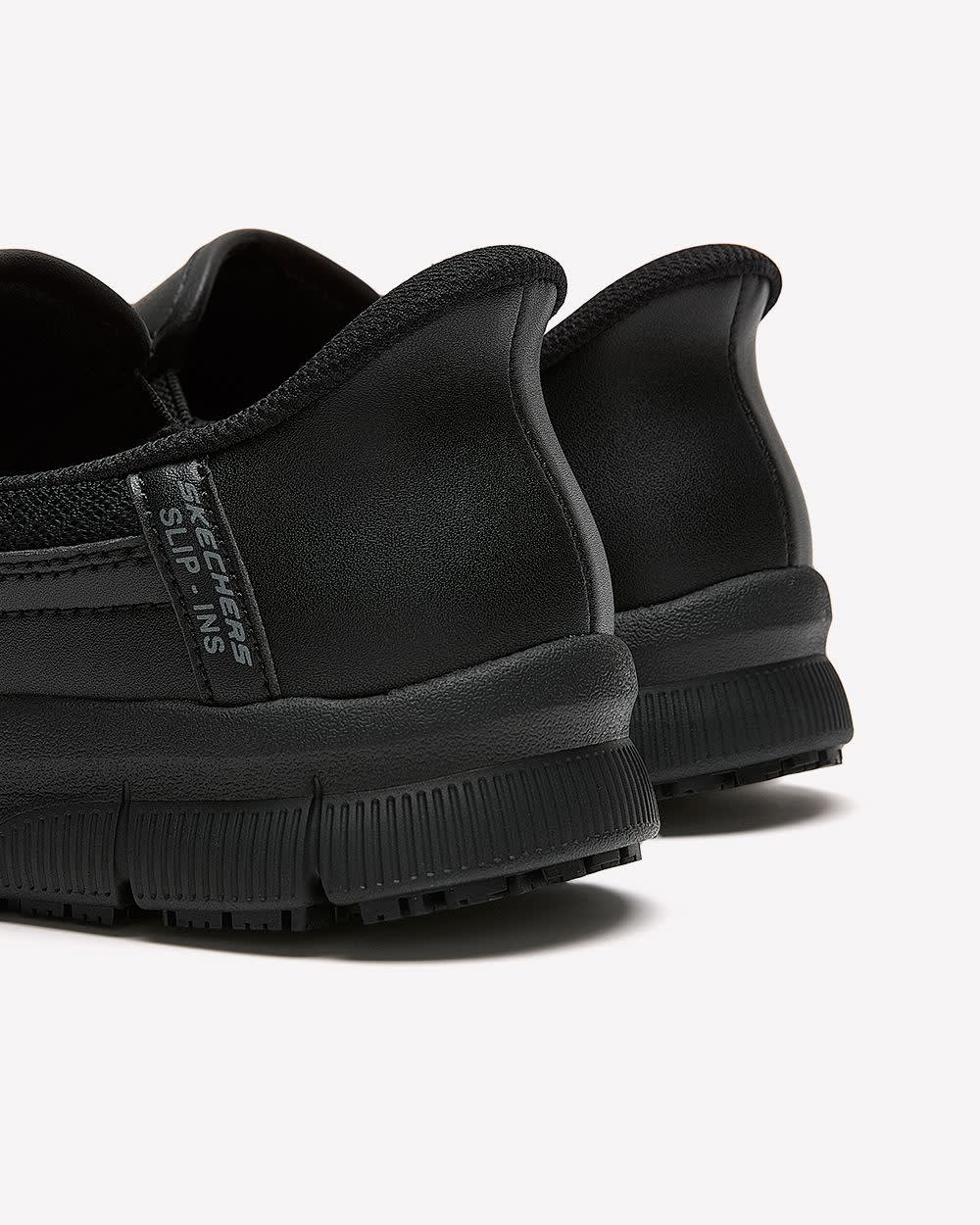Wide Width, Black Leather Nampa Engus Slip-On Shoe - Skechers