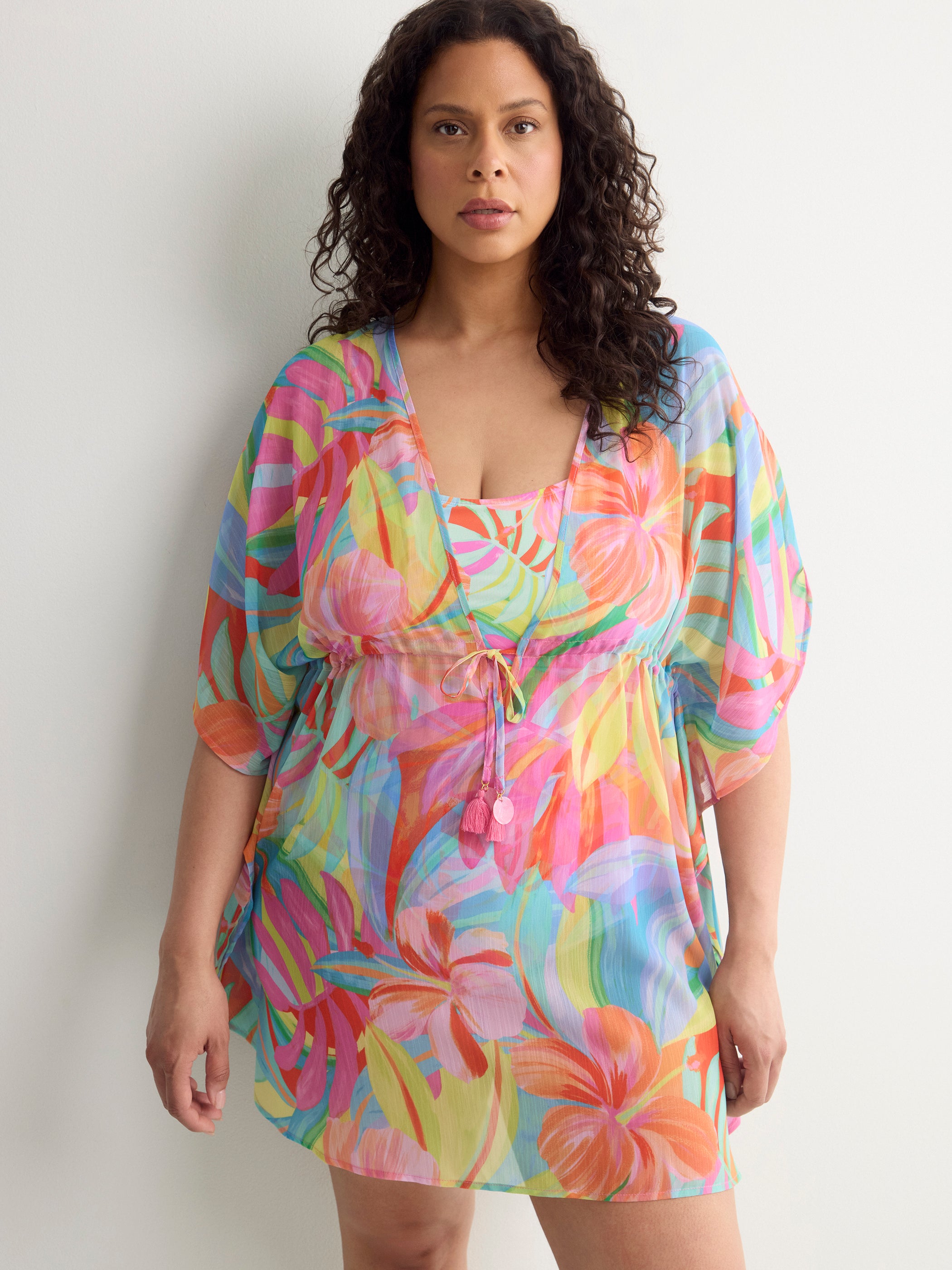 Floral Chiffon Caftan - Bleu by Rod Beattie