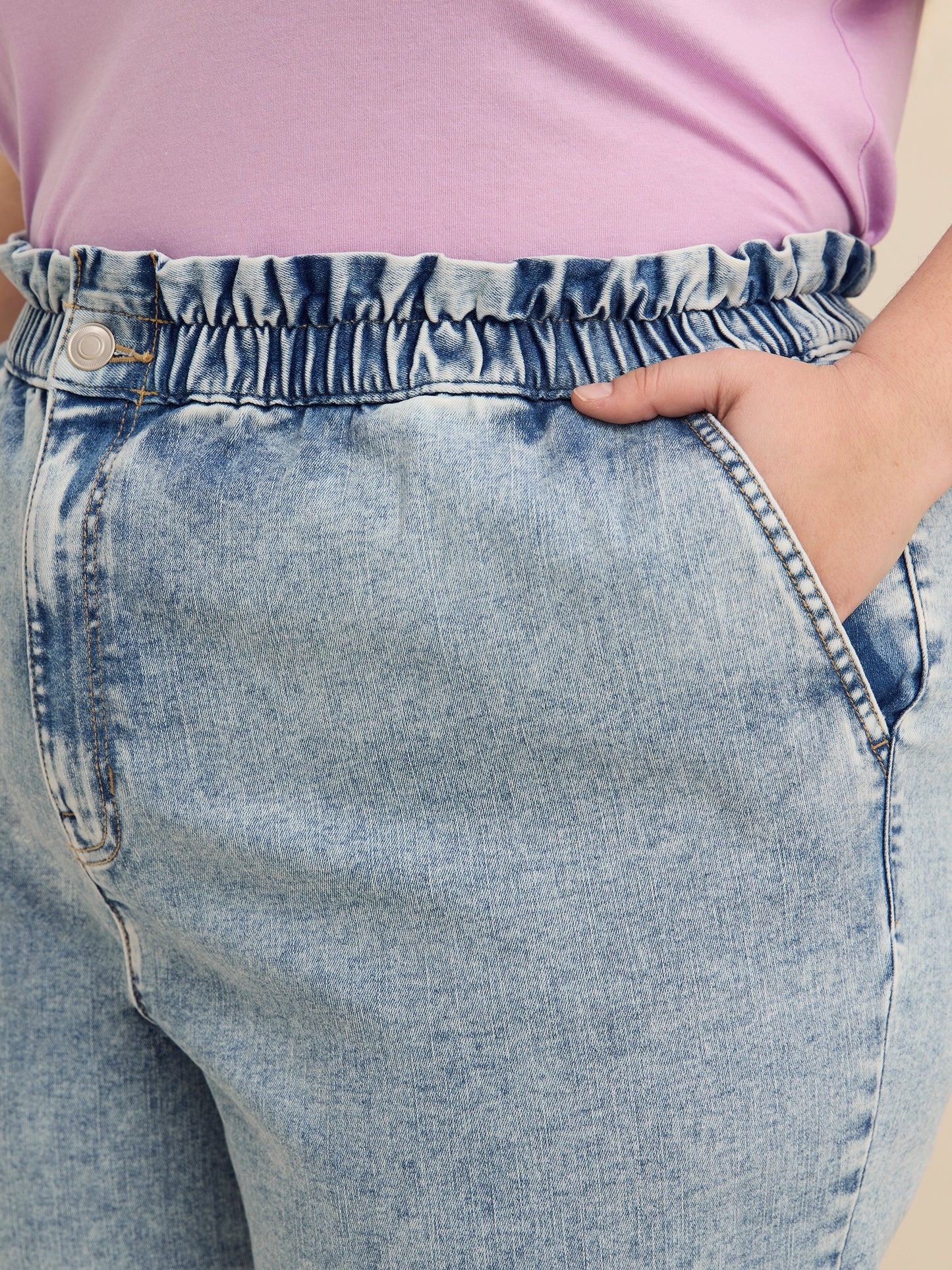 High-Rise Cropped Tapered-Leg Paperbag Denim Pant - d/C JEANS