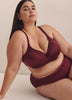 Underwire Burgundy Contour T-Shirt Bra with Lace - Déesse Collection