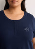 Textured Blue Short-Sleeve Henley Pyjama Top - tiVOGLIO