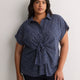 Knotted Buttoned-Down Blouse