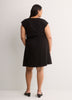 Crew-Neck Extended-Sleeve Knit Dress with Side Shirring