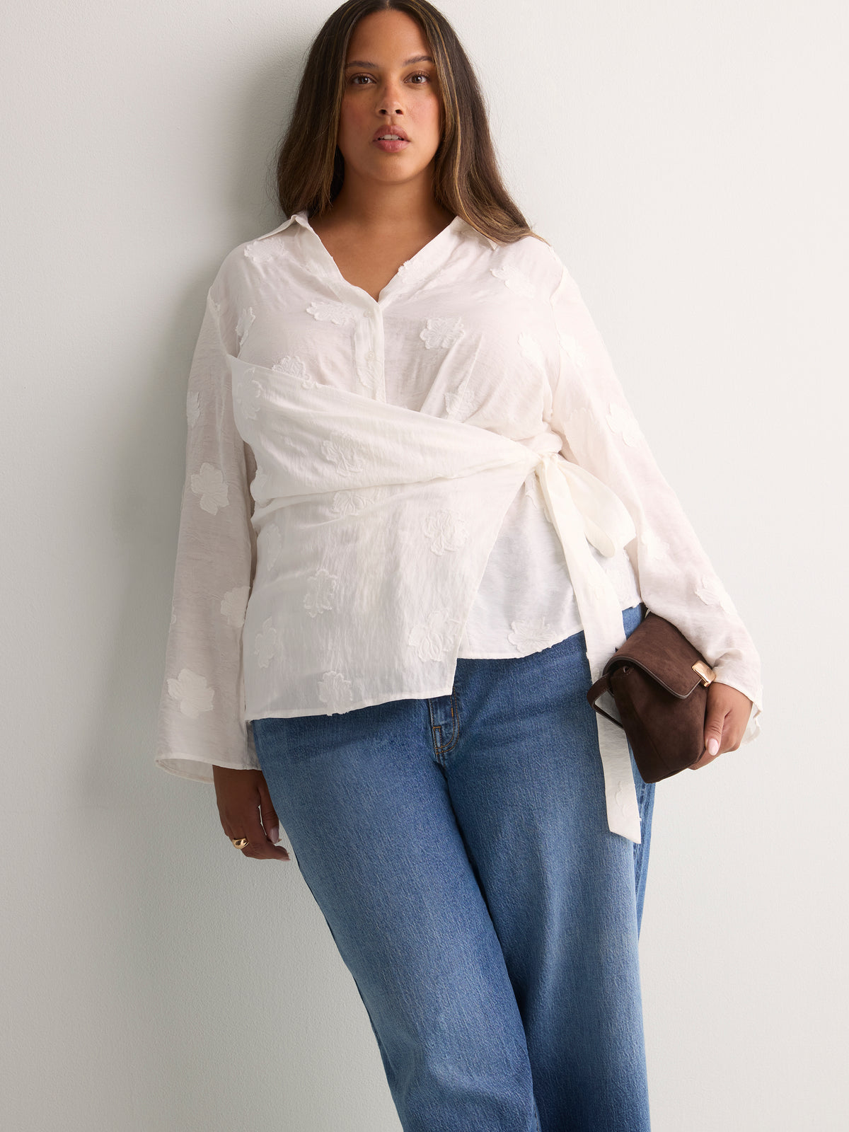 White Buttoned-Down Wrap Blouse