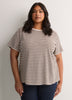 Curvy-Fit White Rugby Striped Short-Sleeve Crew-Neck Tee