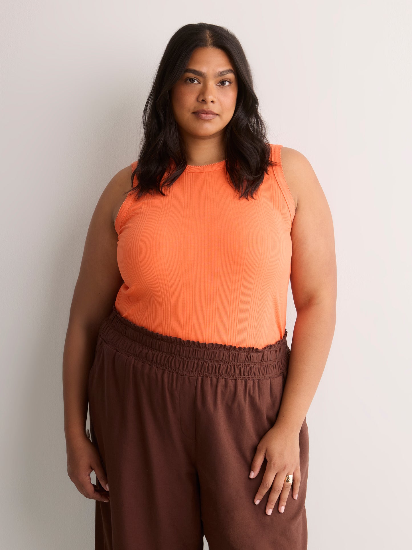 Ribbed Knit Fitted Tank Top