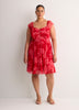Fit-and-Flare Sangria Flutter Sleeve Dress