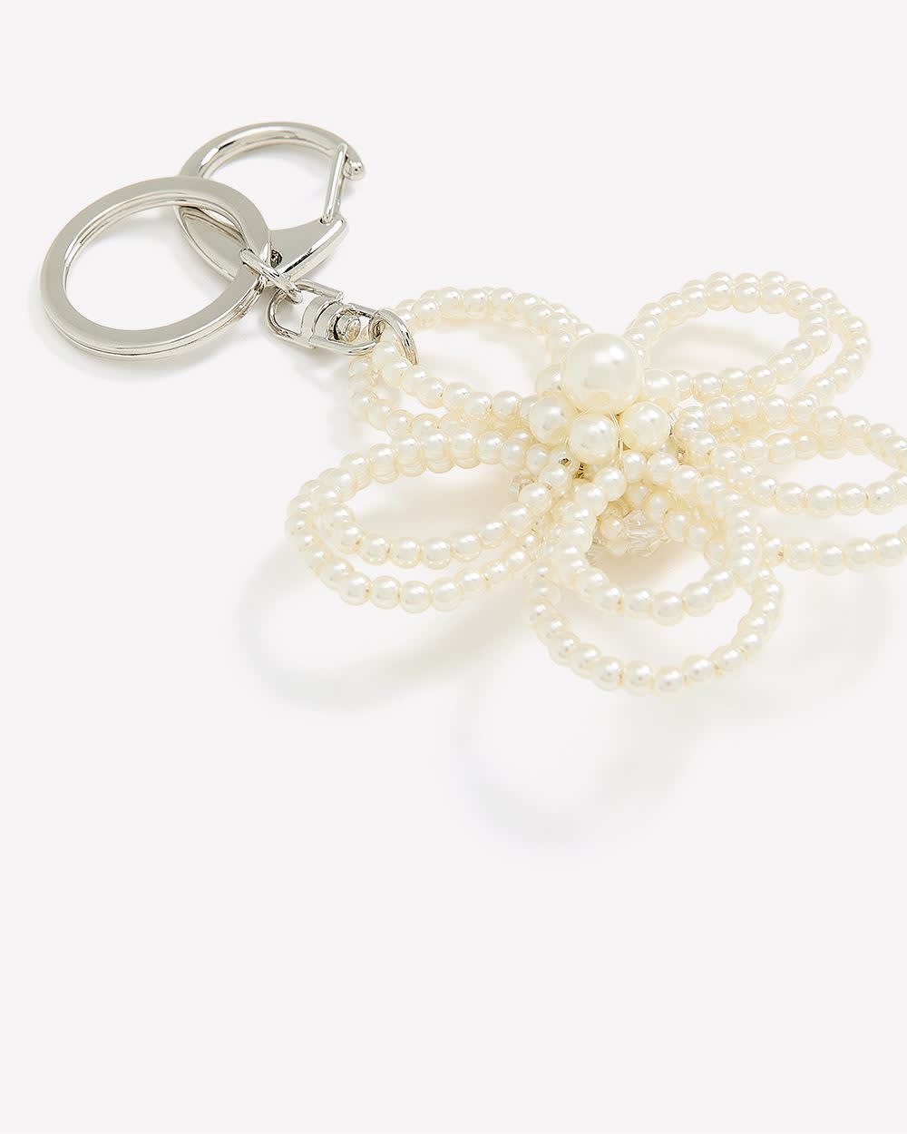 Porte-clé/Breloque en forme de fleur avec perles