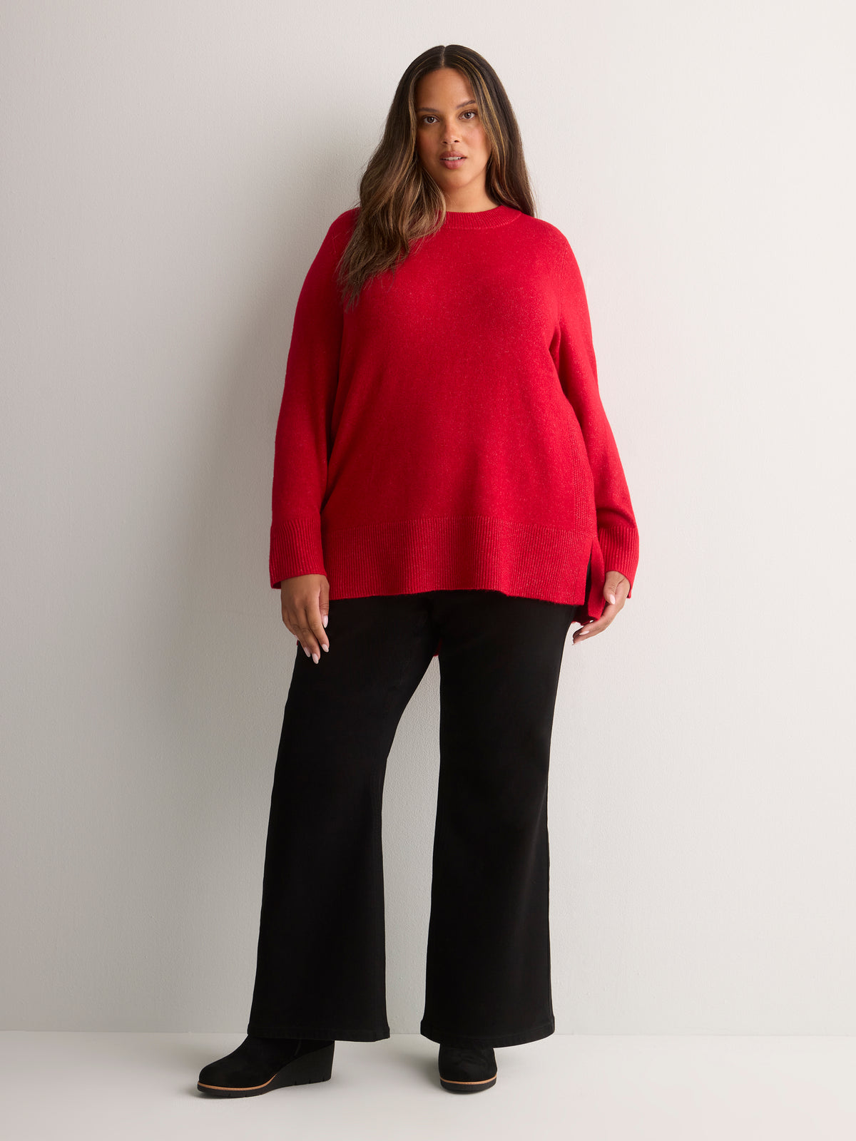 Crew-Neck Tunic Sweater