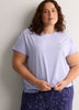 Blue Boxy-Fit Cotton Knit Pyjama Top with Sheep Chest Print - tiVOGLIO