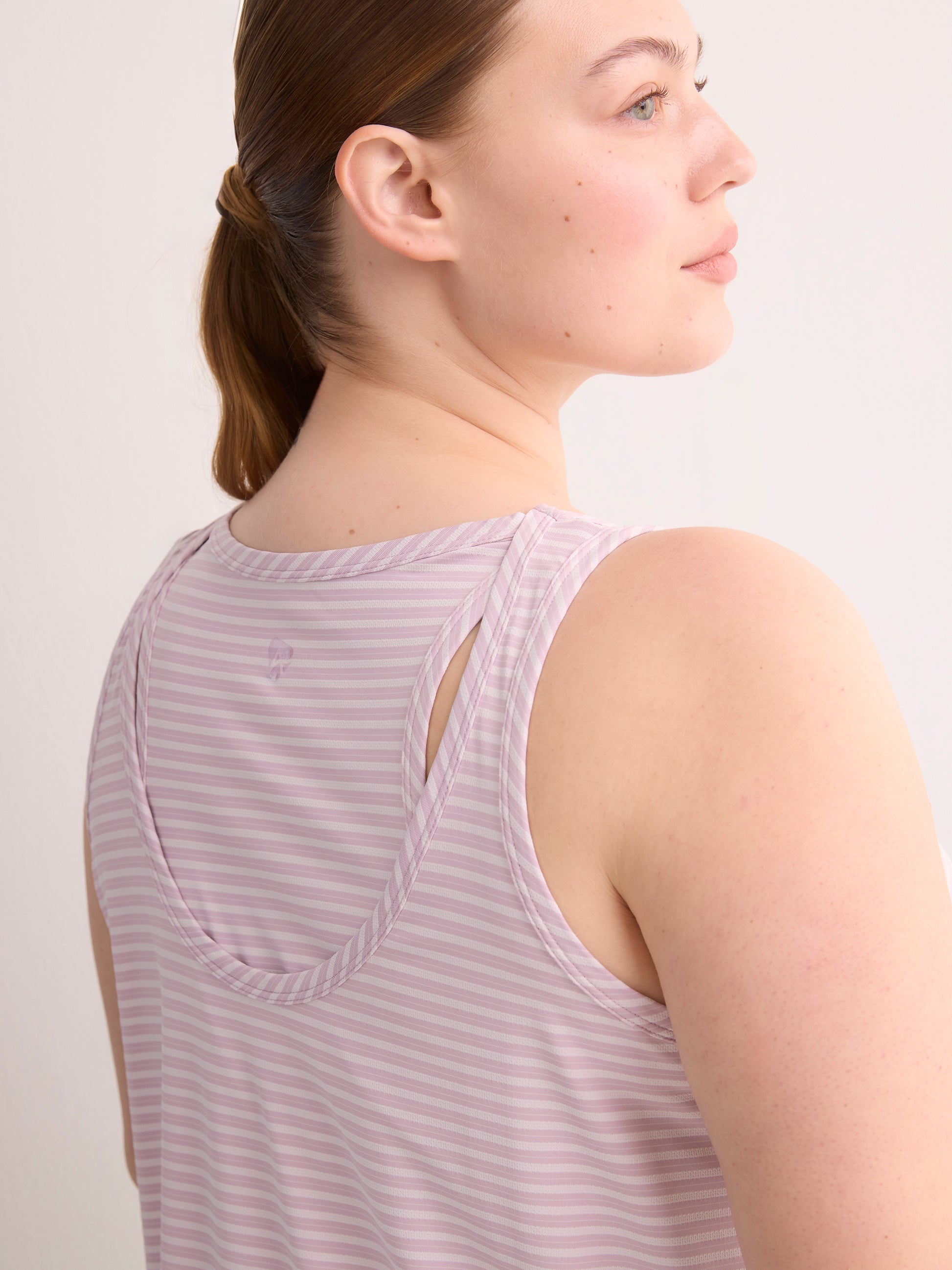 Textured Striped Swing Tank Top with Racerback Fooler - Active Zone