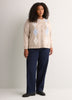 Cardigan boutonné à col rond en mélange de coton à motif argyle, tissu responsable