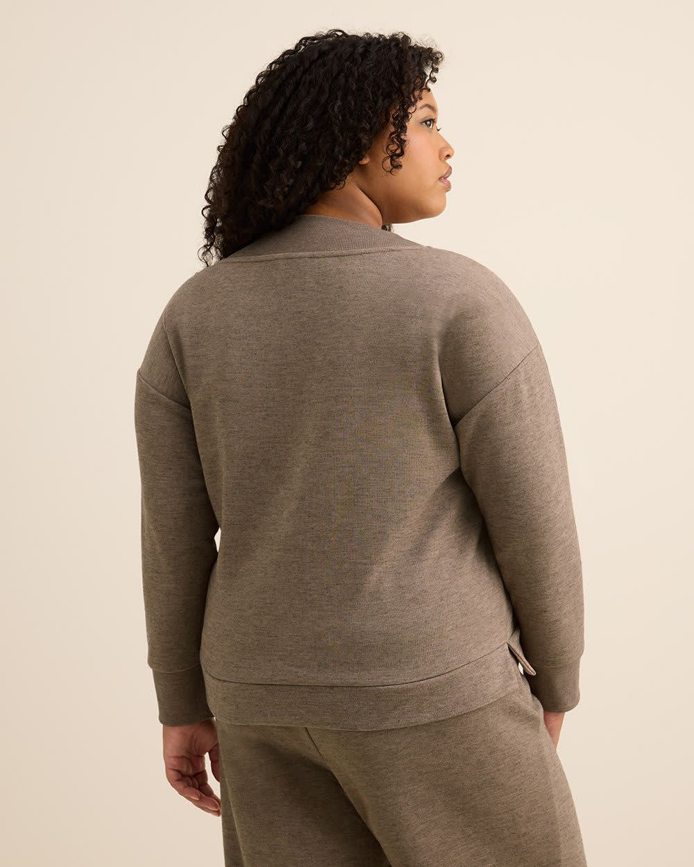 Dropped Shoulder Long-Sleeve V-Neck Top