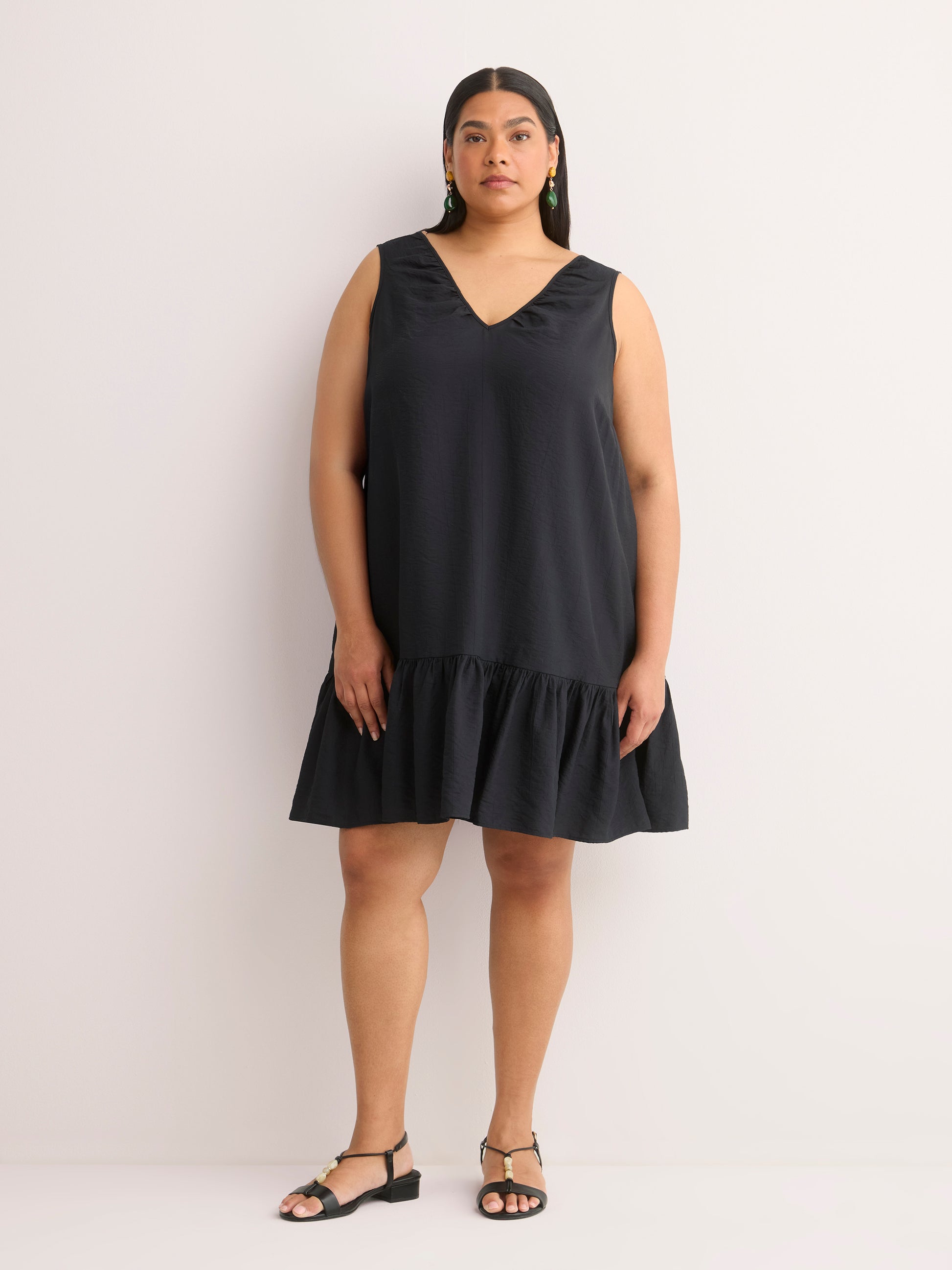 Sleeveless V-Neck Pull-On Swing Dress