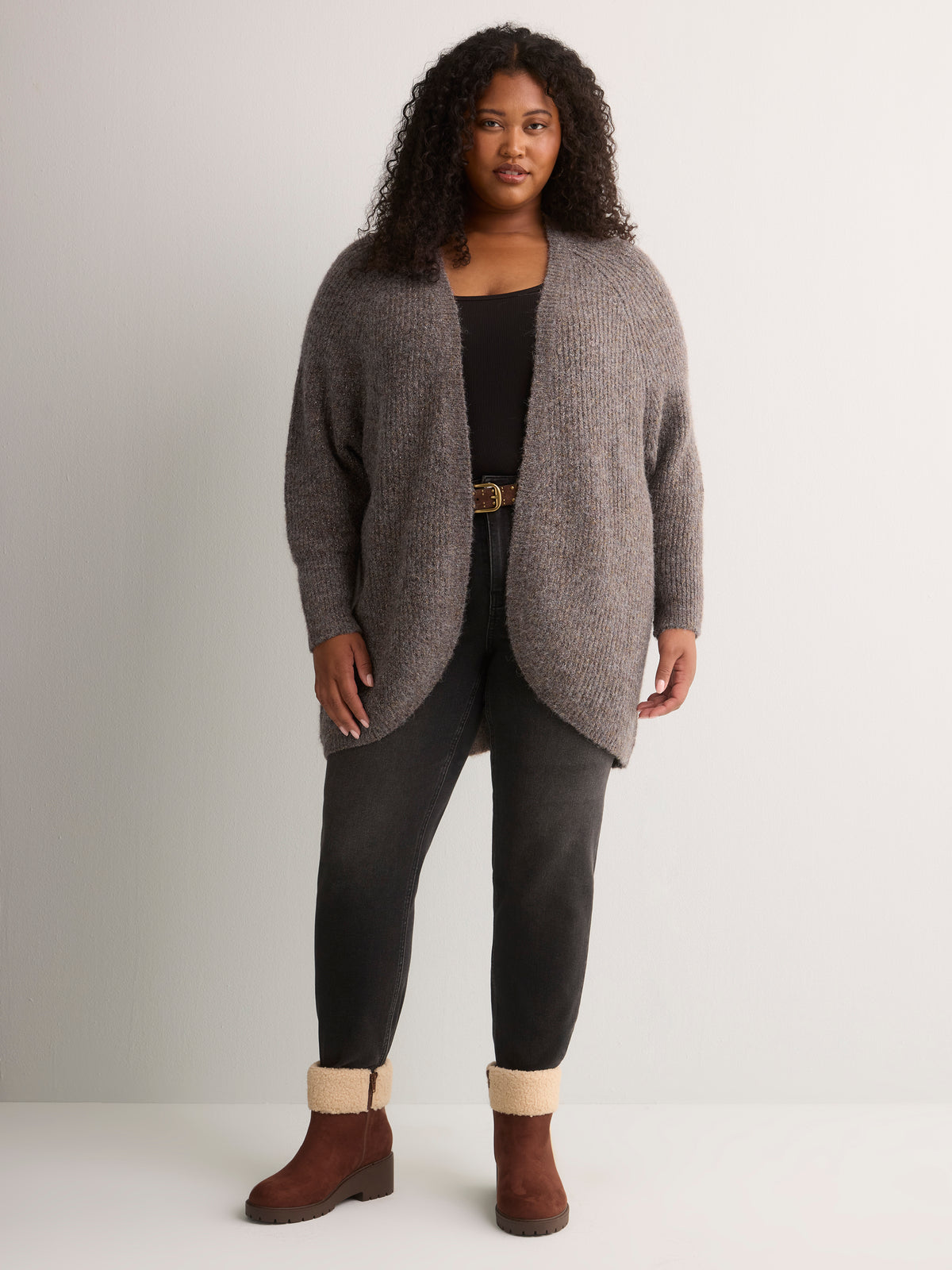 Black Heather Cocoon Sweater Cardigan