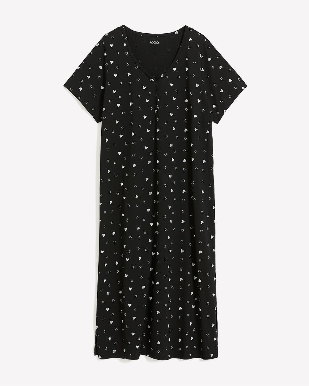 Chemise de nuit longue noire avec petits coeurs - ti Voglio