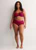 Red Microfibre Brief with Wide Lace Waistband - Déesse