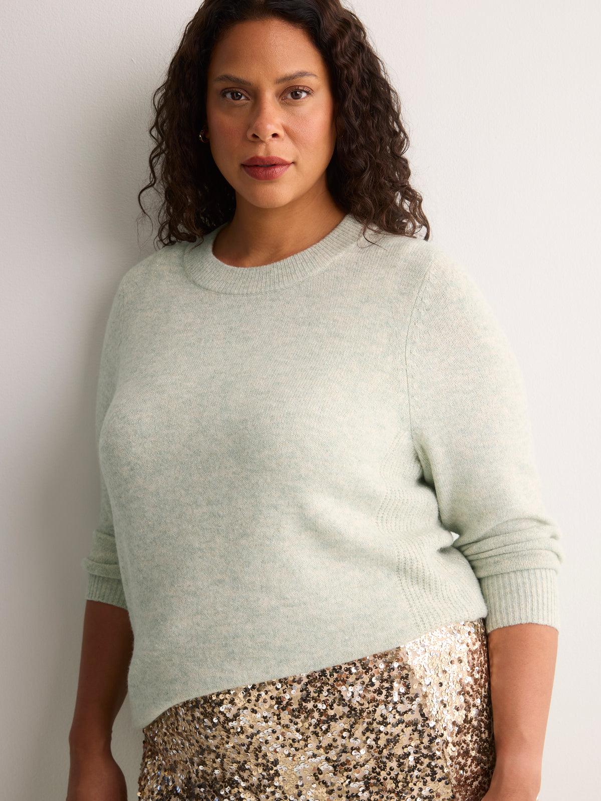 Lurex Crew-Neck Tunic Sweater