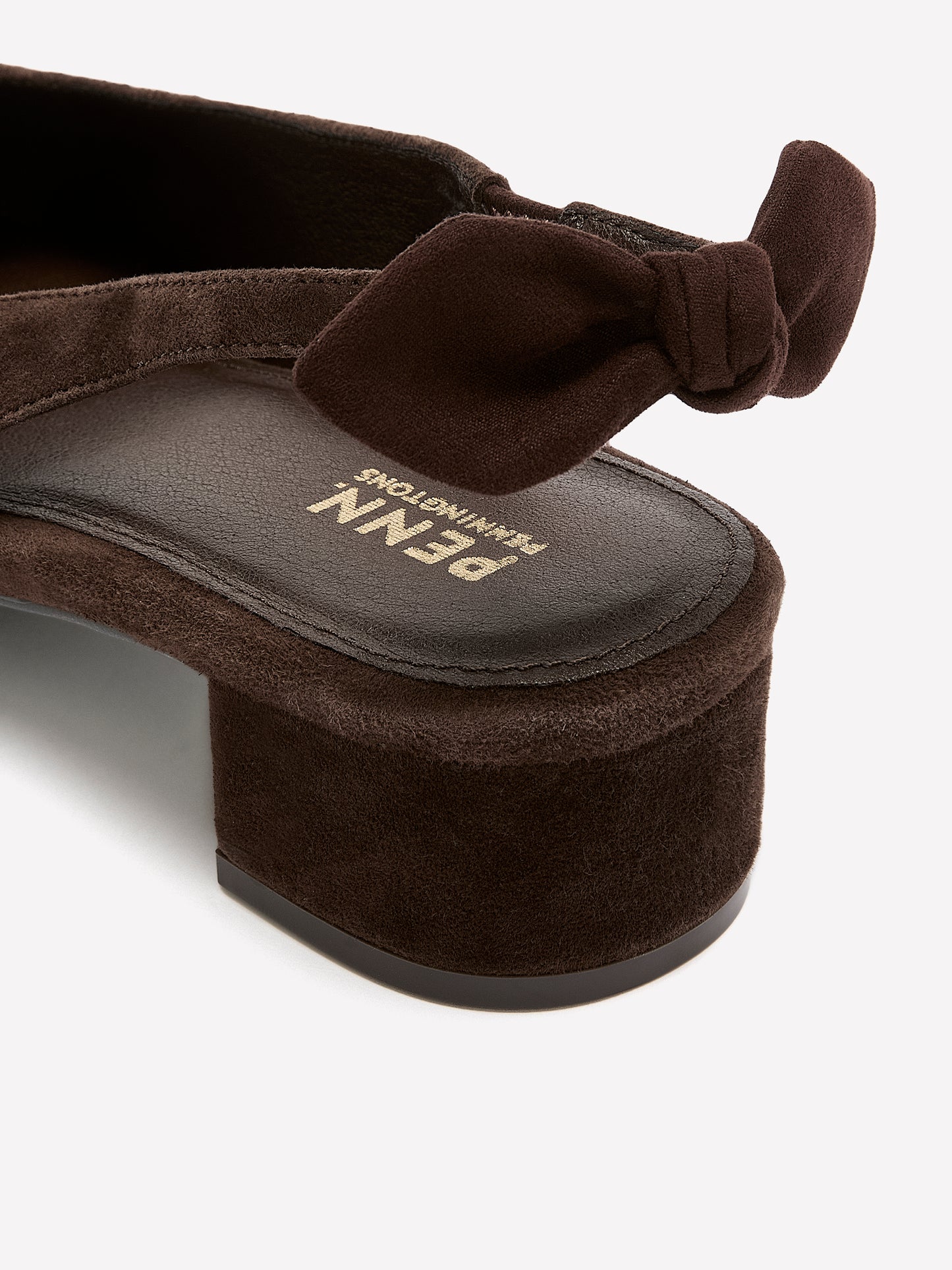 Extra Wide Width, Brown Leather Slingback Low Block Heel Shoe