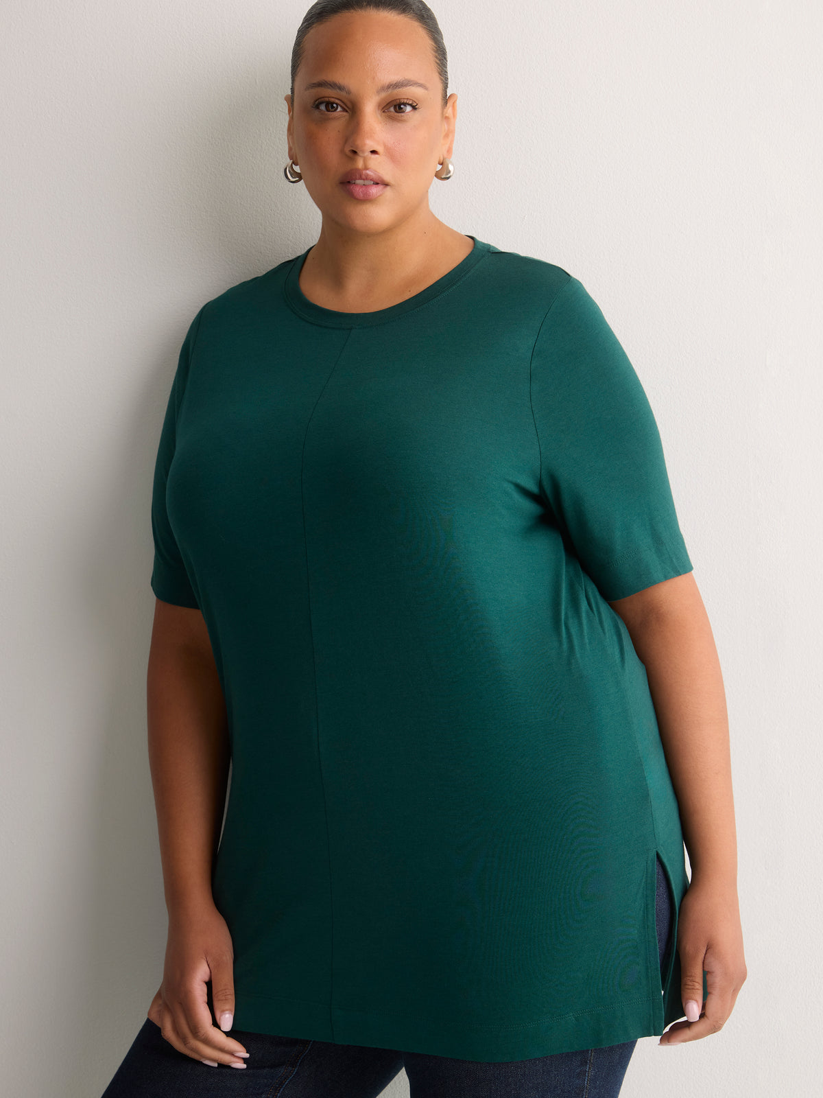 Responsible, Straight Cotton Knit Crew Neck Tunic