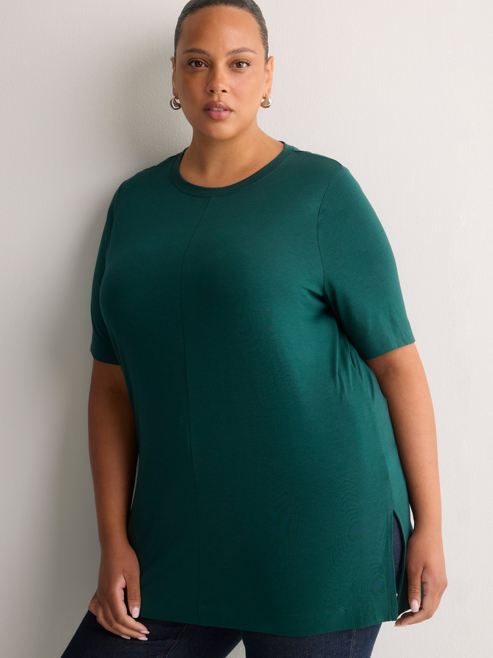 Responsible, Straight Cotton Knit Crew Neck Tunic