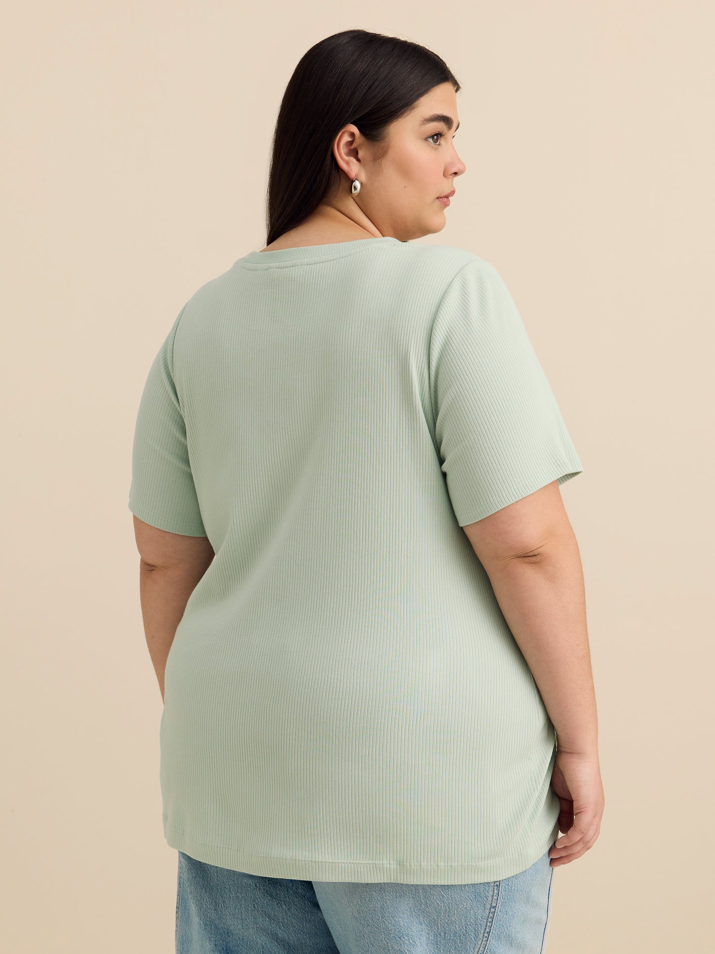 Curvy-Fit Crewneck Tee with Placement Print