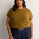 Loose Extended-Sleeve Fuzzy Yarn Short Sweater