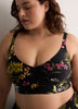 Black Floral Crop Bikini Top