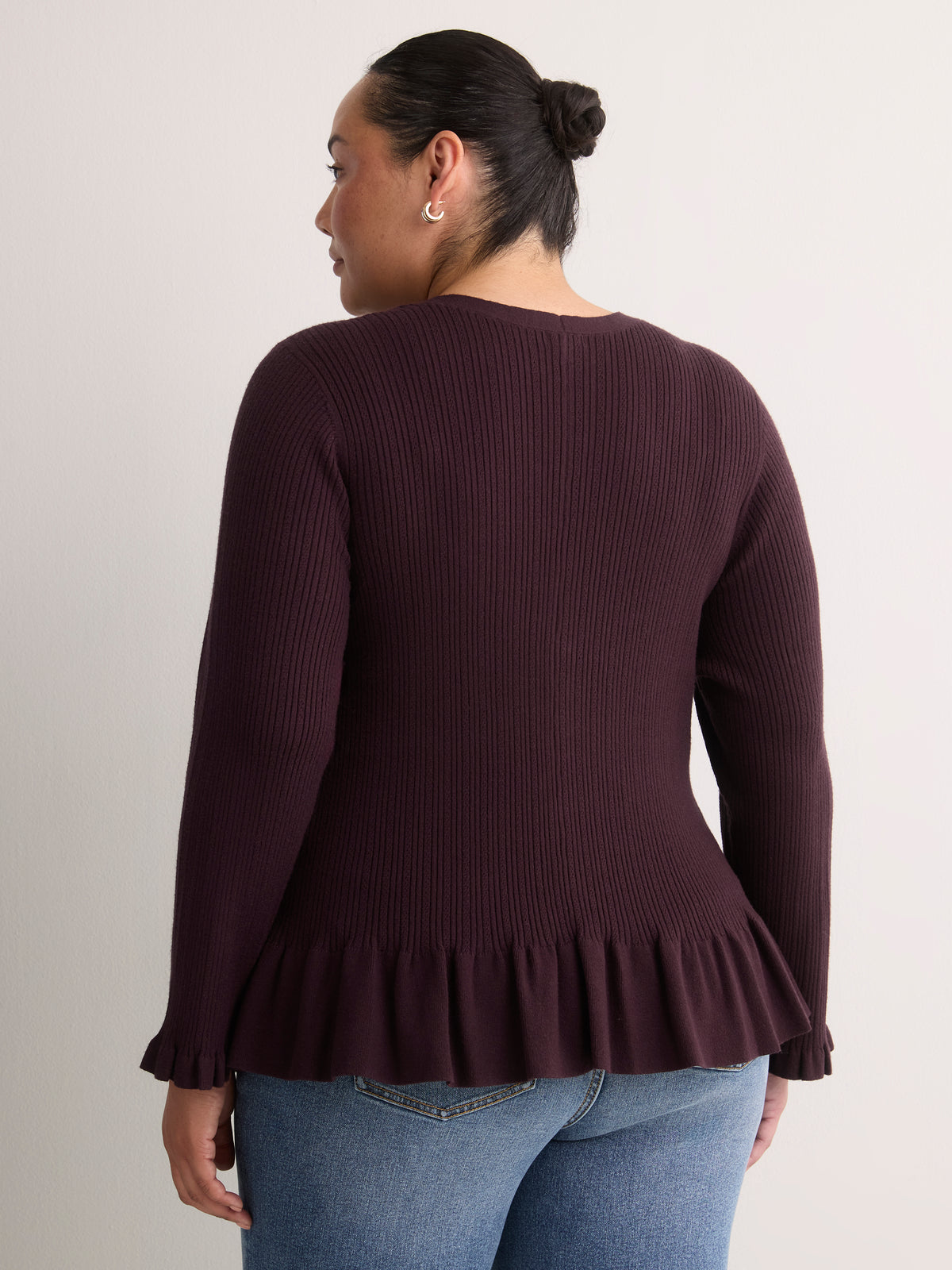 Responsible, Fit and Flare Peplum Button-Down Sweater