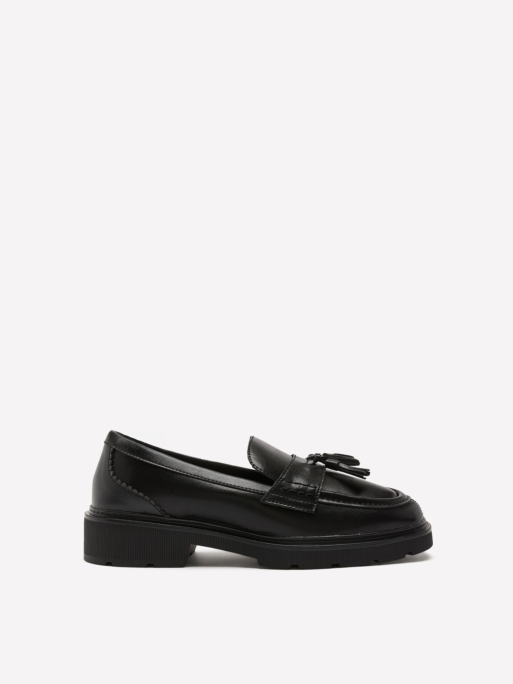 Wide Width, Lauryl Black Leather Loafer with Tassel - Clarks