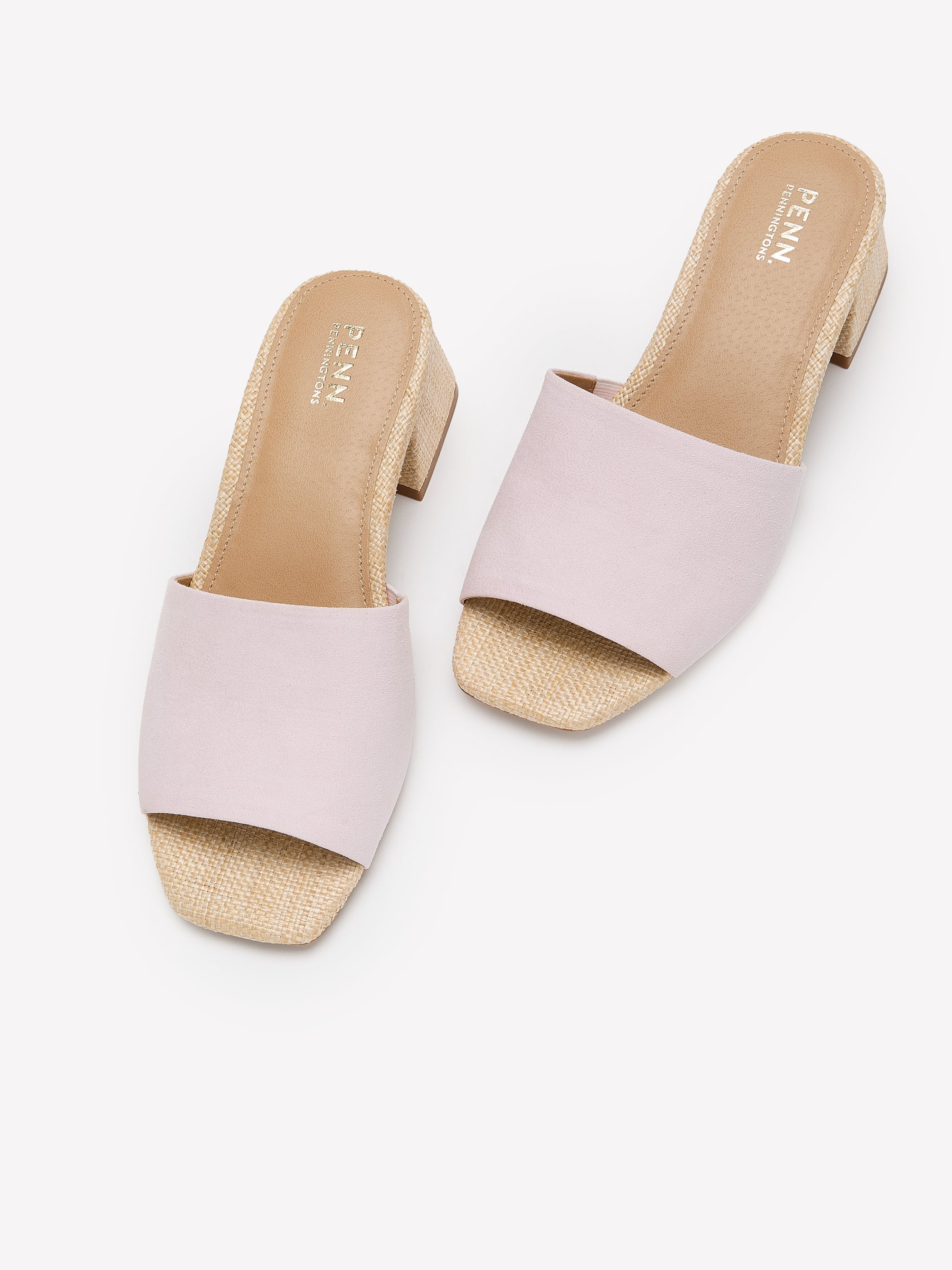 Extra Wide Width, Faux-Suede Block-Heel One-Band Slide