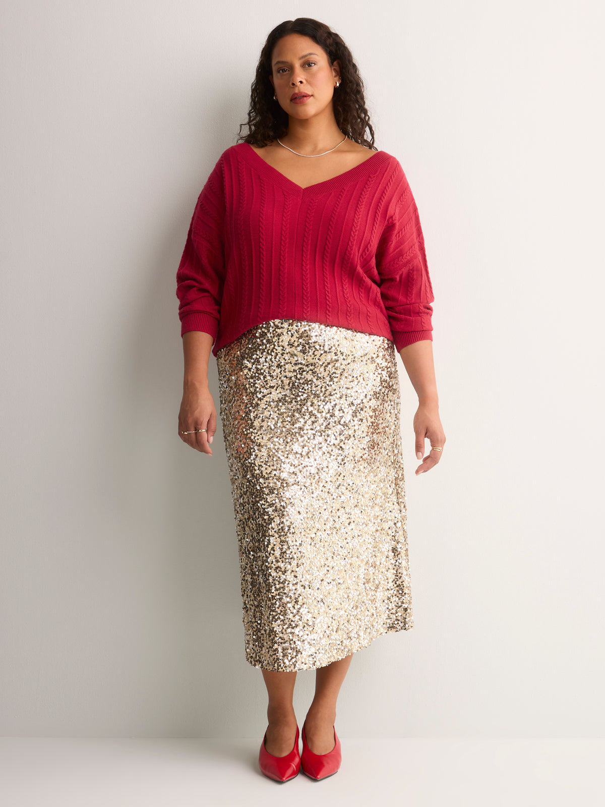 Sequin Maxi Column Skirt