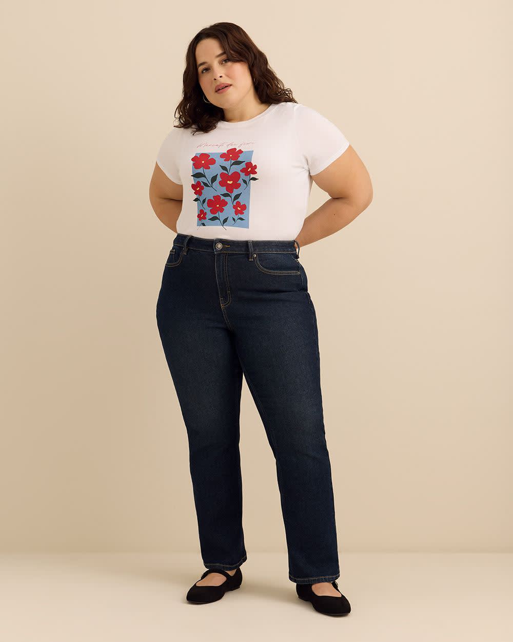 Crewneck Short-Sleeve Knit Top