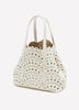 White Perforated Crossbody Handbag