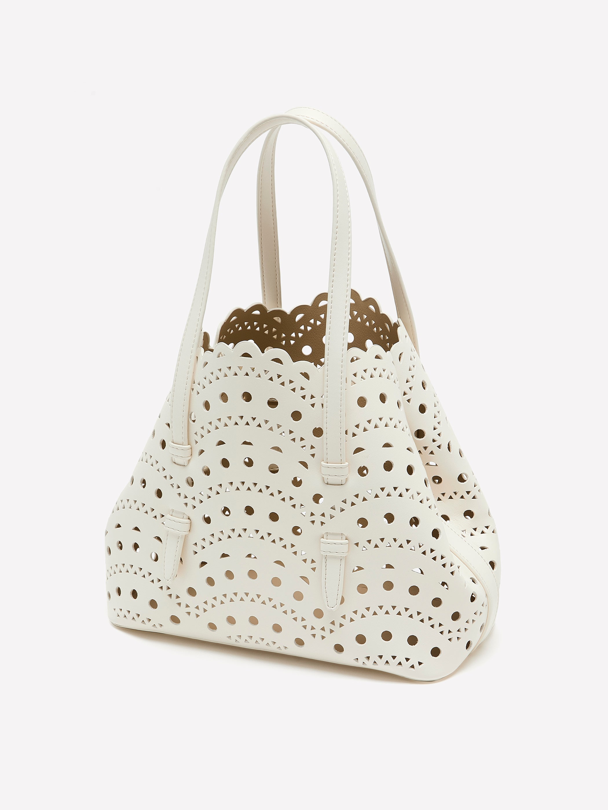 White Perforated Crossbody Handbag