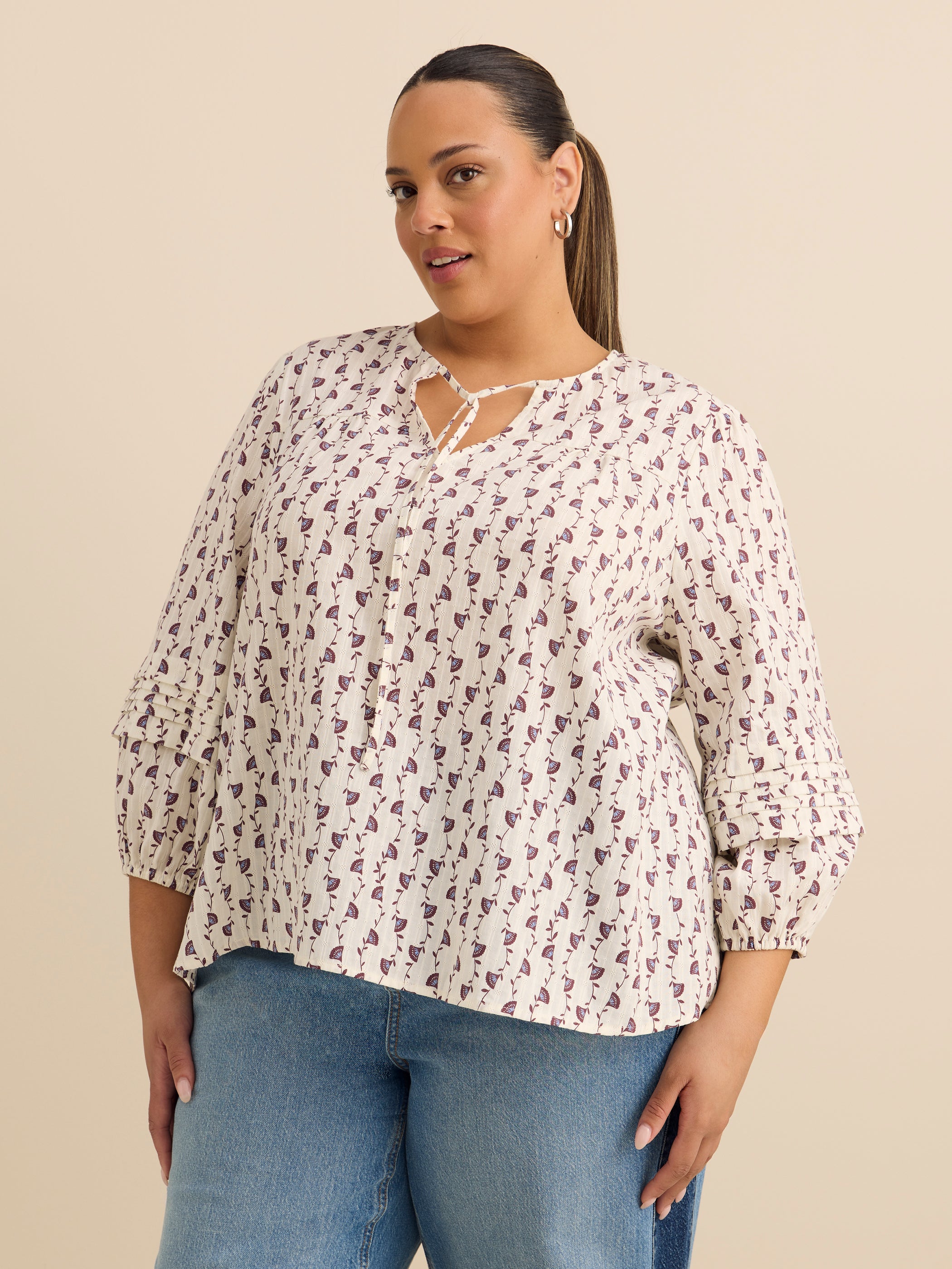 Cotton Blouse with Balloon Sleeves