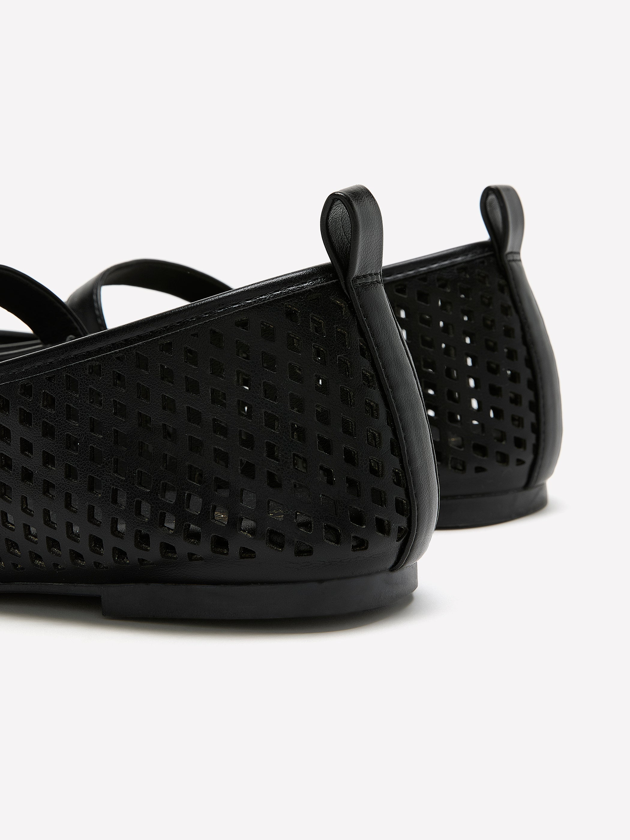 Extra Wide Width, Perforated Ballerina Flats with Strap