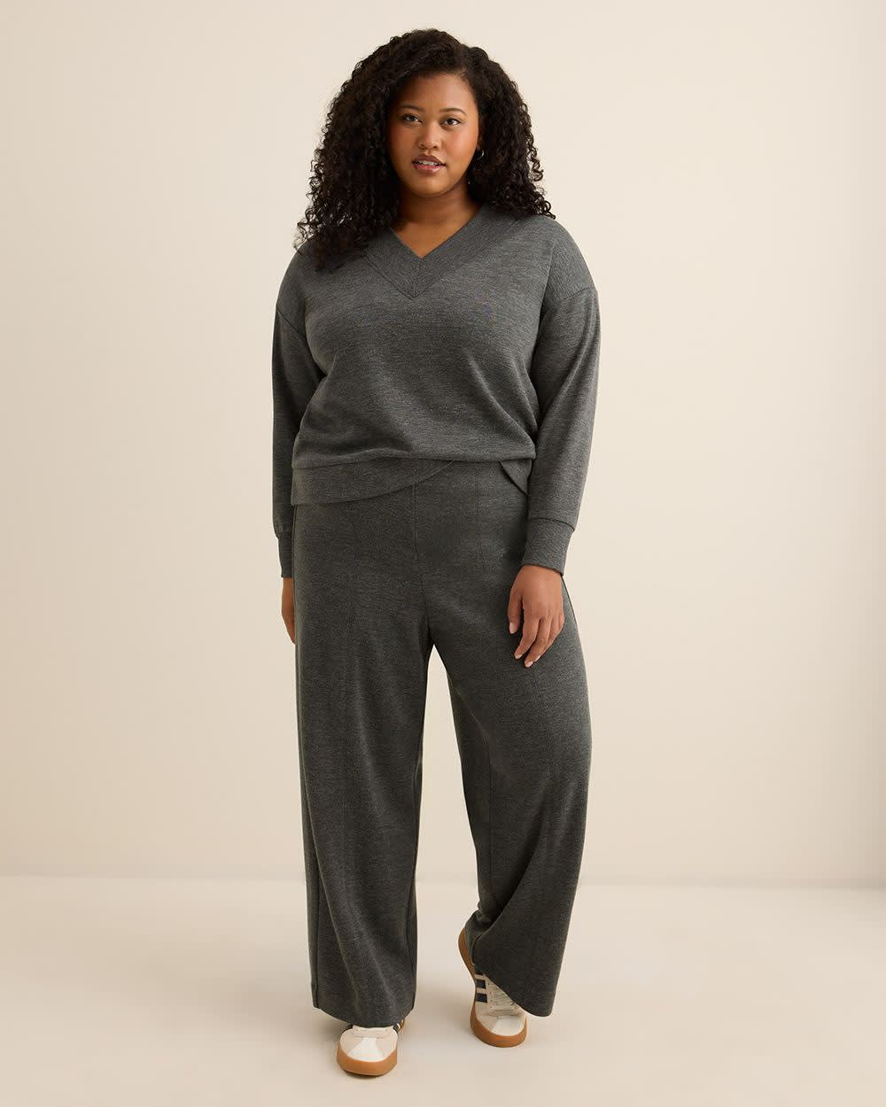 Pull-On Wide-Leg Knit Pant