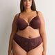 Brown Padded Plunge Bra with Magnetic Front Closure - Déesse Collection