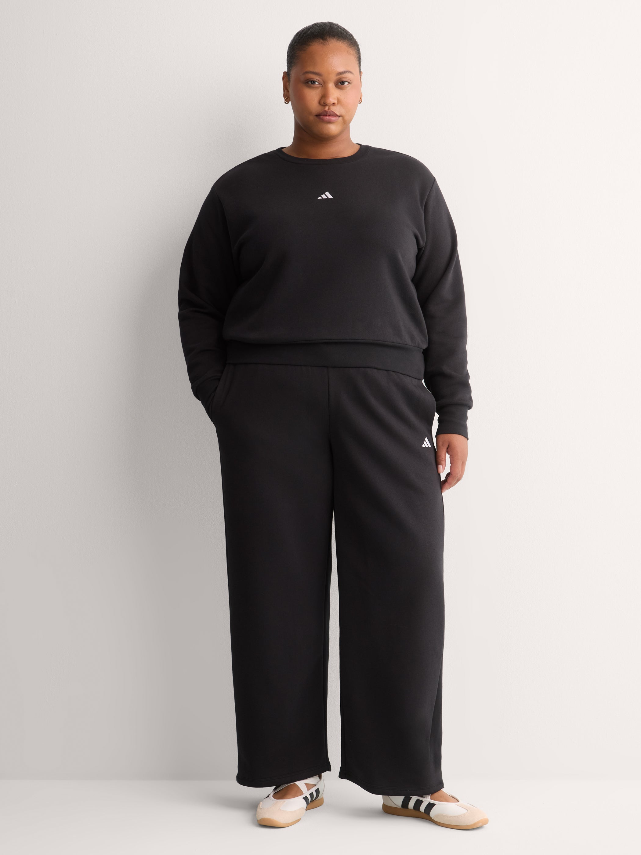 adidas plus size cozy fleece sweatshirt women's pullover black
