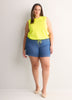 Straight-Fit Sleeveless Bubble Knit Top with Embroidery