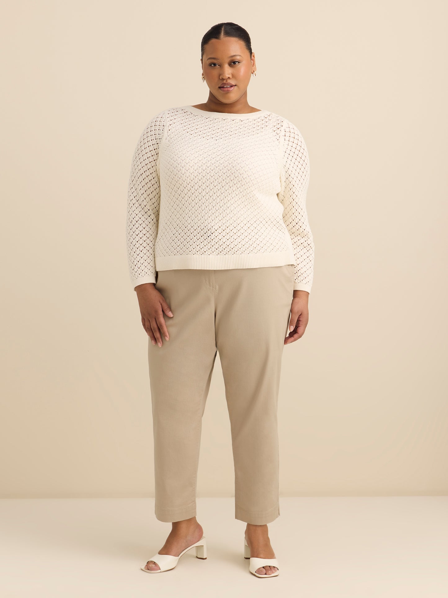 Long Bell Sleeve Sweater with Boat Neck