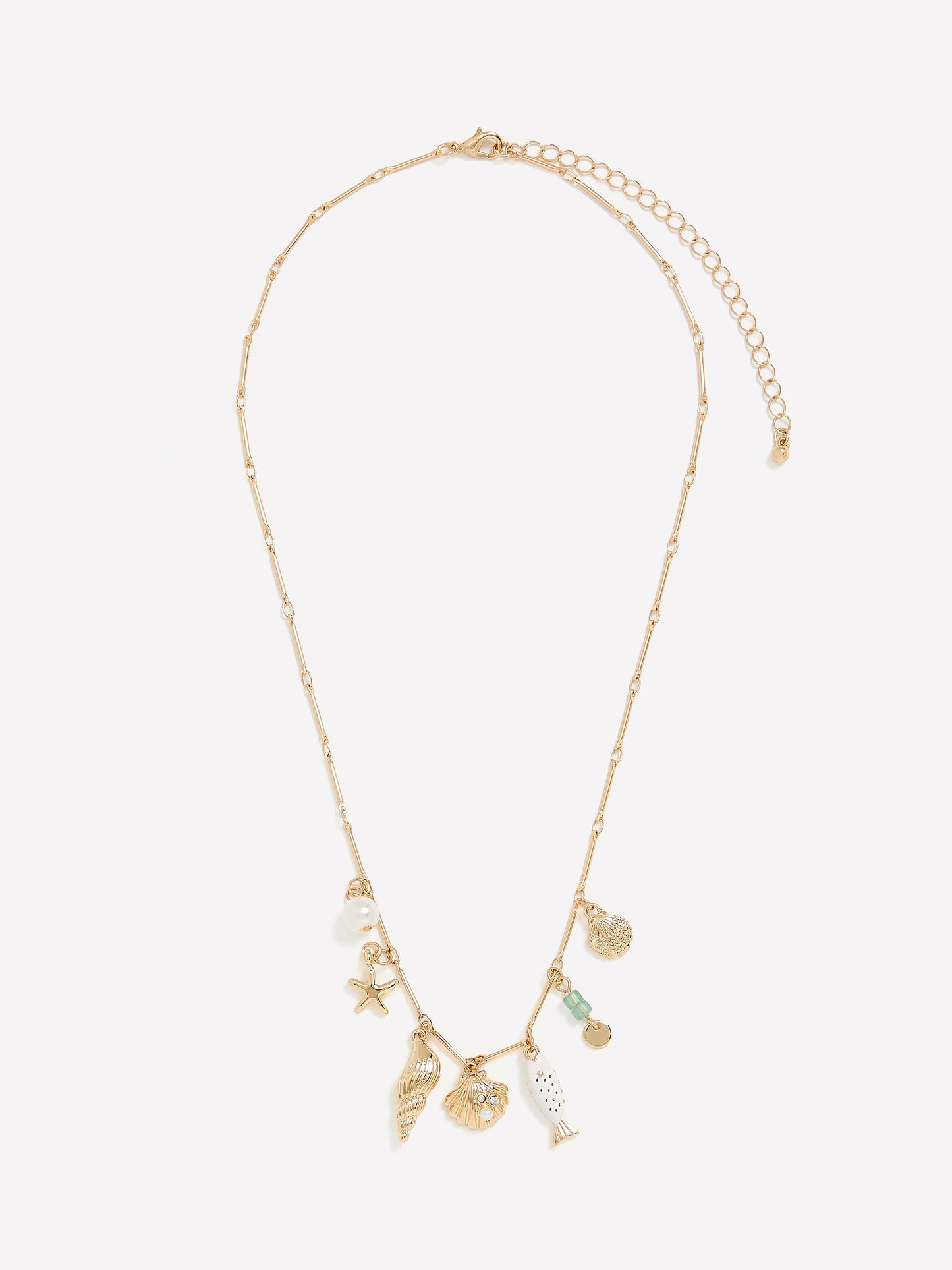 Short Golden Necklace with Multi Seashell Charms