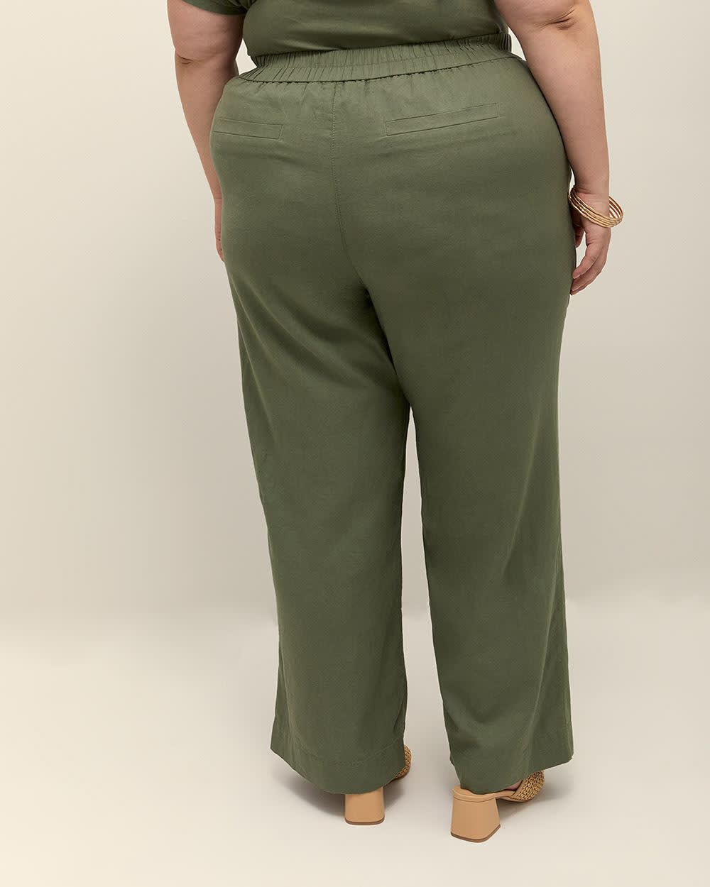 Linen Blend Wide Leg Pant