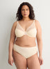 Grey Underwire Clip Dot Mesh Balconette Bra with Lace - Déesse Collection